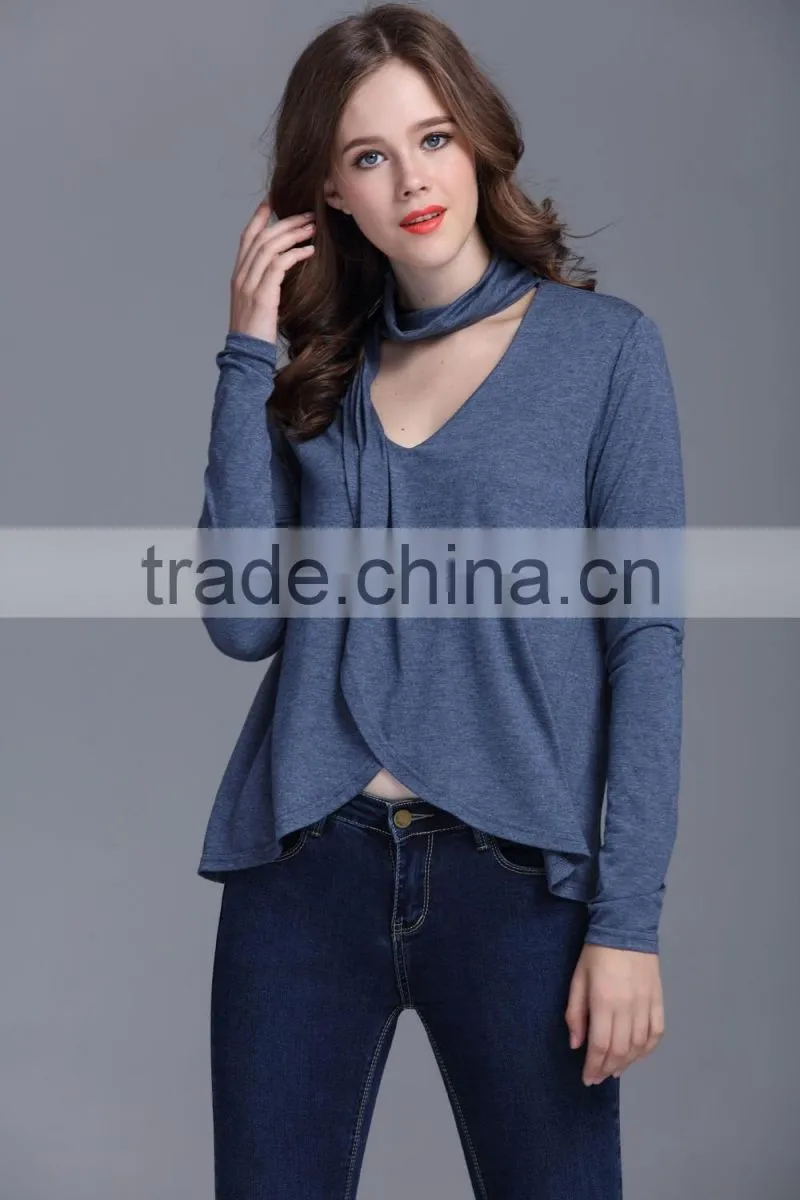 Top sell women clothes 2017 summer front short and long back blouse