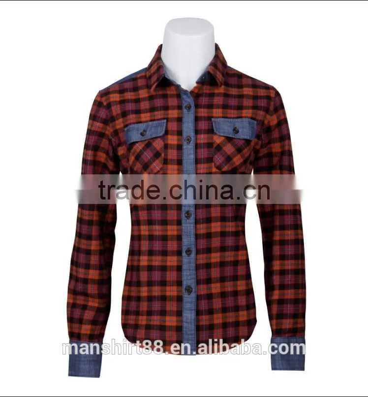 latest designer checked flannel causal slim fit shirt for woman