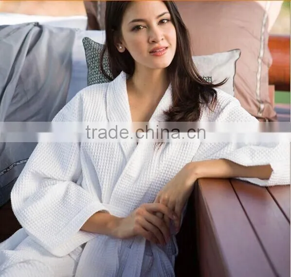 100% cotton plus size quilted waffle bathrobe for wholesale
