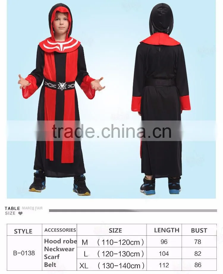 Black hooded long robe style child vampires costume for party time