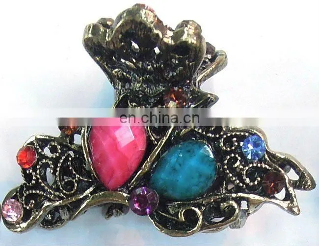 Bronze Crystal Rhinestone butterfly Hair Clip