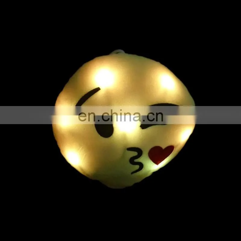 Soft Emoji Emoticon Pretty Round Cushion LED Pillow Stuffed Plush Toy