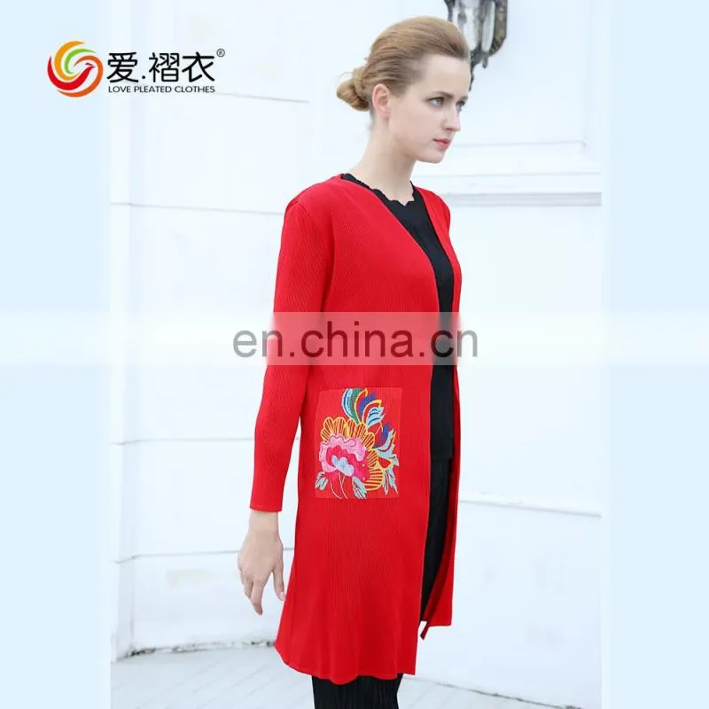 New European style coats autumn long overcoat ladies without clothes with buttons