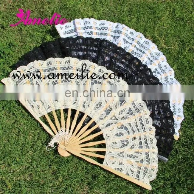 Wholesale 15 cm cheap lace hand fan for wedding decoration
