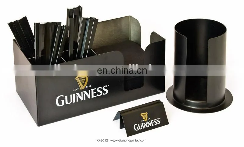Custom rectangle ps plastic decorative bar napkin holder with handle