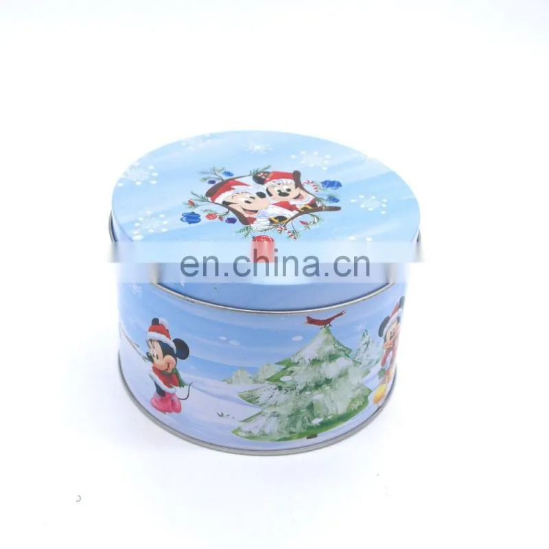 Cute round christmas gift tin boxes,metal tin box for candy/chocolate/cookies