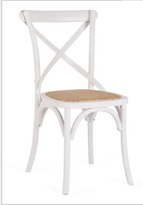 wooden X type chair with cane pad