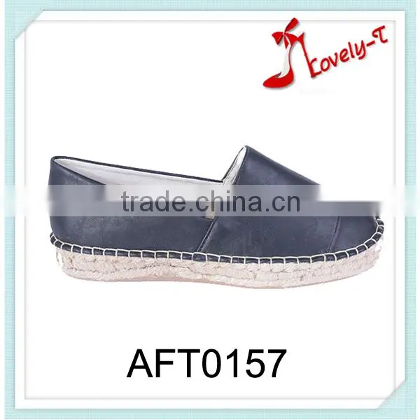 Hot selling latest design lady straw sole flat feet walking shoe with elastic band