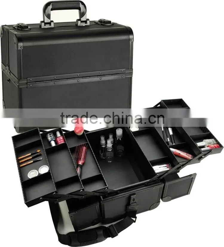 Aluminum Makeup Case Cosmetic Train Storage Trays Lock cosmetic Jewelry travel carry case,hairdressing beauty artist vanity case