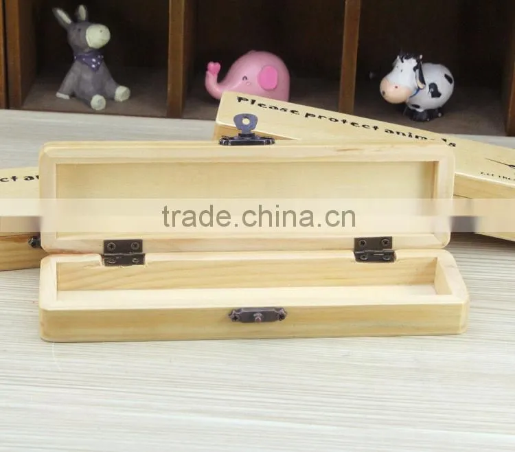Vintage empty wooden pencil vase/pencil box with lock wholesale