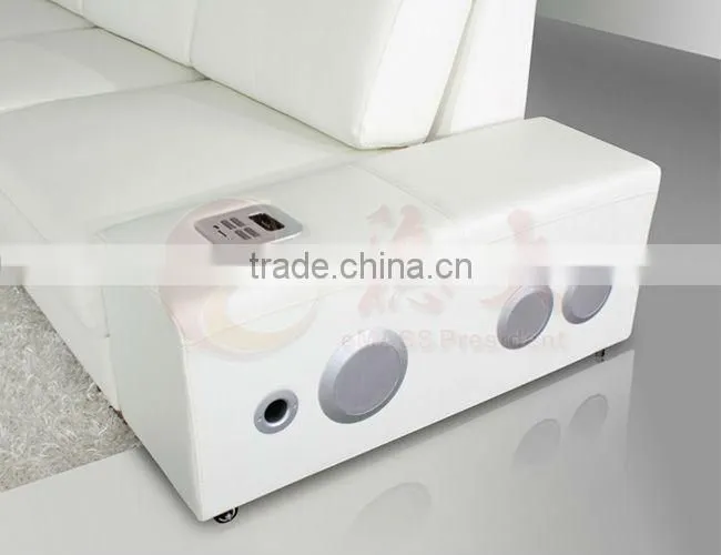 EM-ls6011# Golden Furniture white leather corner sofas with lamp