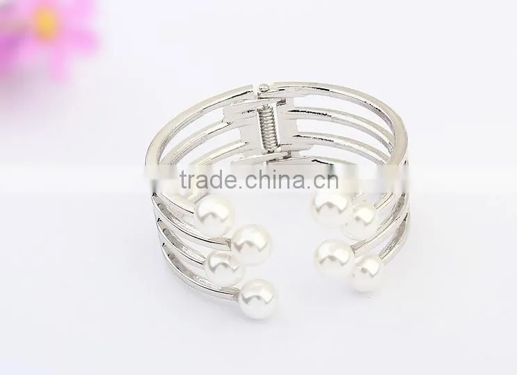 Wholesales bracelet opening Wide Wire Pearls Cuff Bangle bracelet exaggerate pearl jewelry