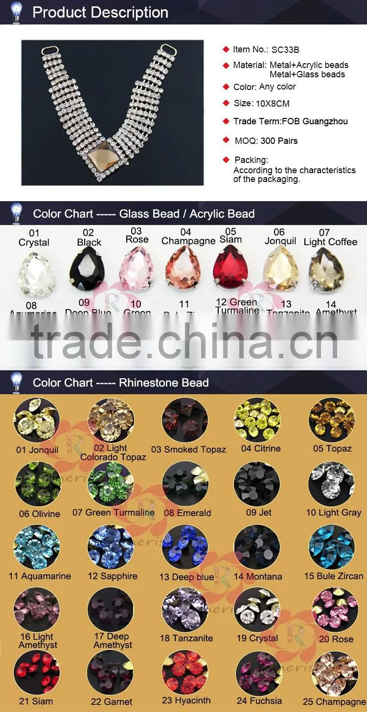 Good price jewelry chains light colorado topaz V shape rhinestone chain for sandal descorations