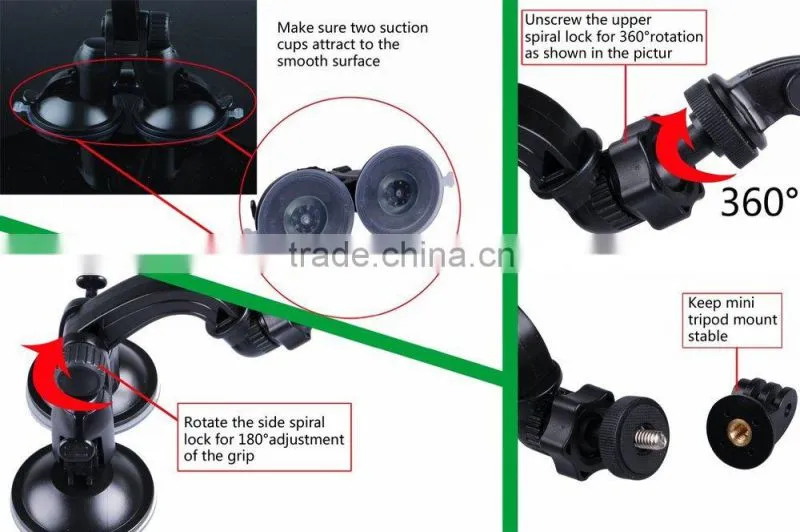 vehicle suction cup mount for sports camera