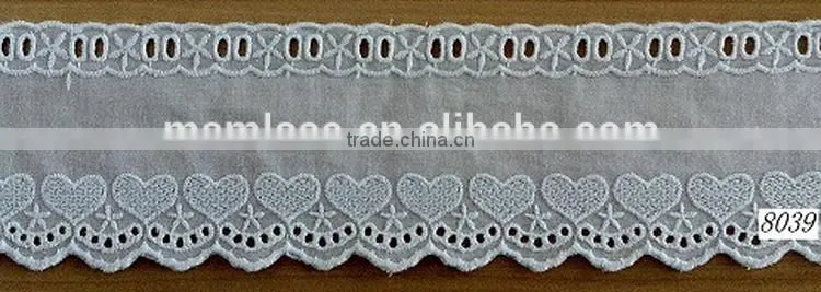 Top grade hot sale eyelet cotton lace trim embroidery
