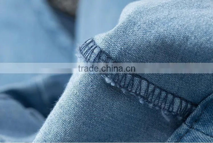 2014 European New arrivals sexy denim tops fashion style short tops with long sleeves