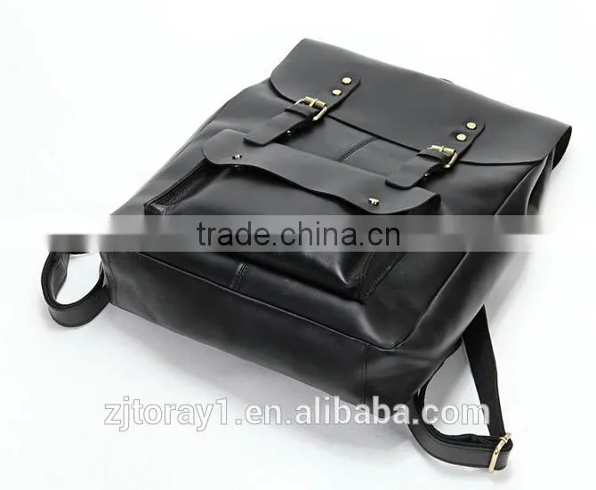 Black Leather Backpack Bag Work Backpack for Men