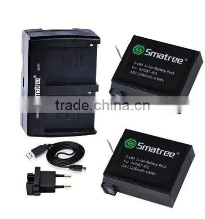 Smatree battery and 2 channel charger for camera accessories replacement