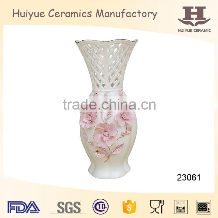 Table centerpiece, ceramic elegant hand made hollowed vase