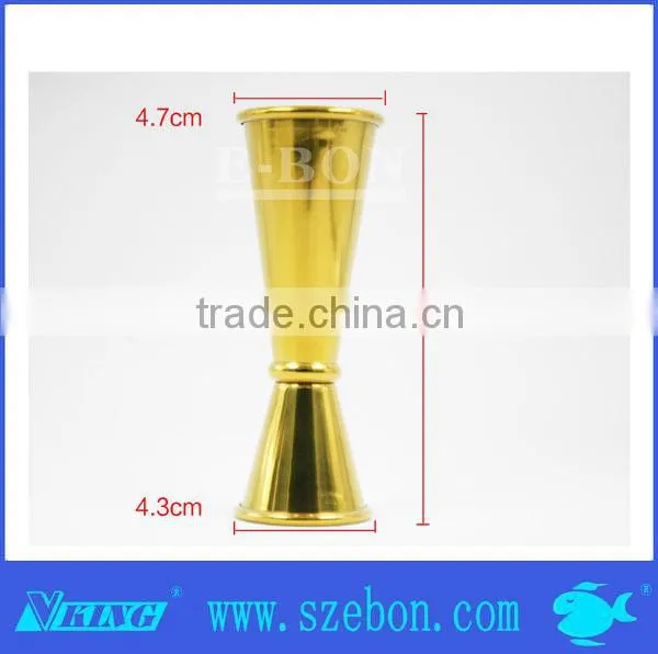 Hot sale gold printed stainless steel double jigger for advanced bar