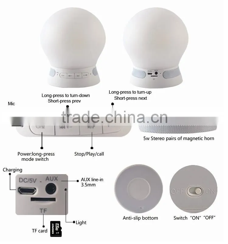 Portable Smart LED Bluetooth Light Speaker+Colorful Lamp for iPhone / Android
