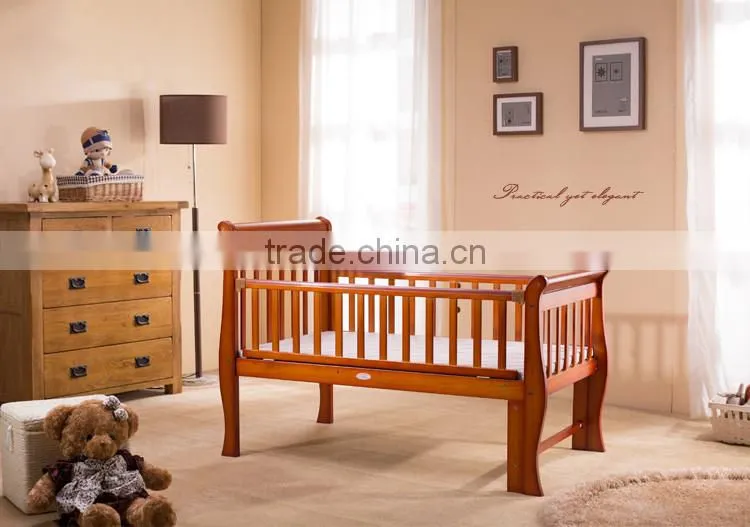 Multipurposes Wooden Baby Crib With Wheels Solid Wood Baby Cribs