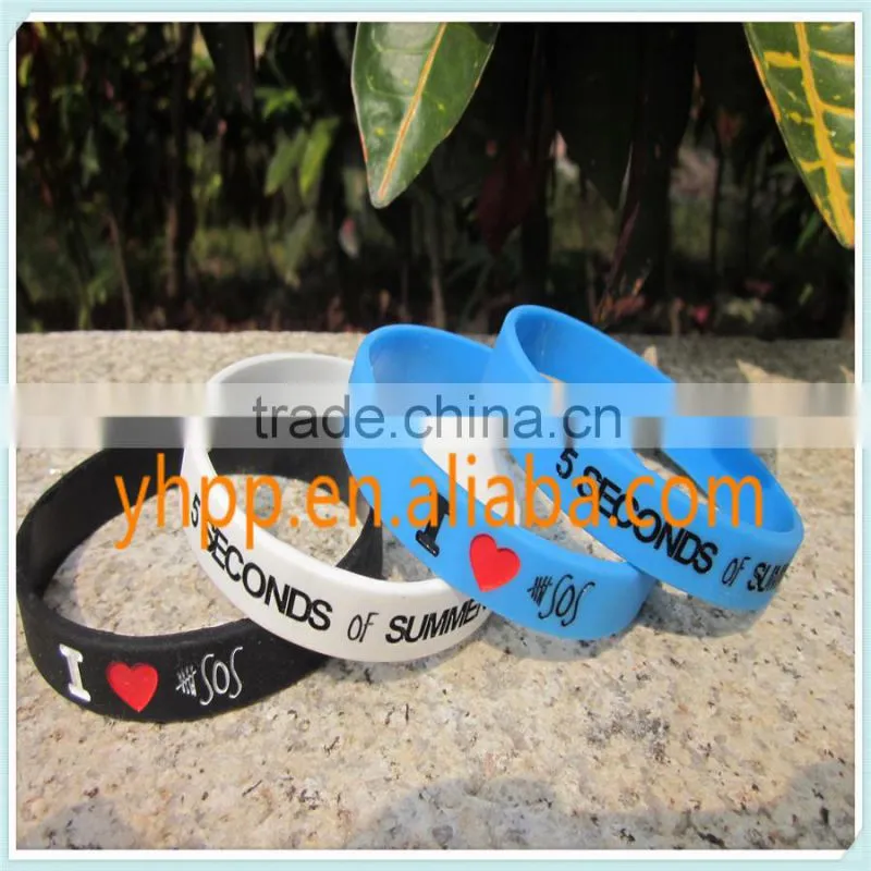 Custom I Love 5 SECONDS OF SUMMER Silicon Filled in Colour Wristband Bracelet