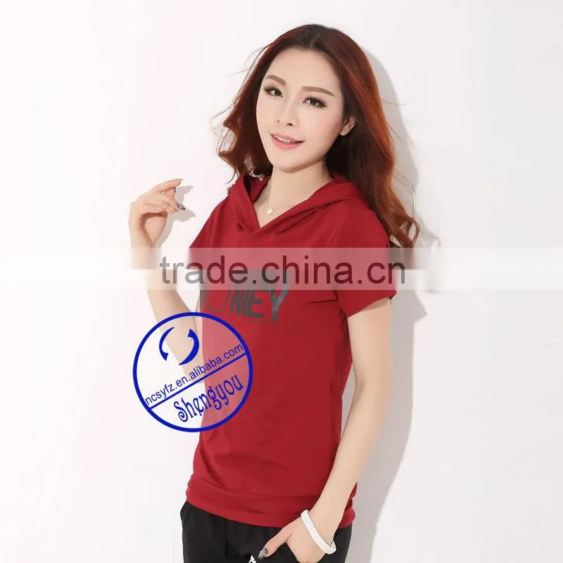china fashion custom short sleeve hoodie manufacturer