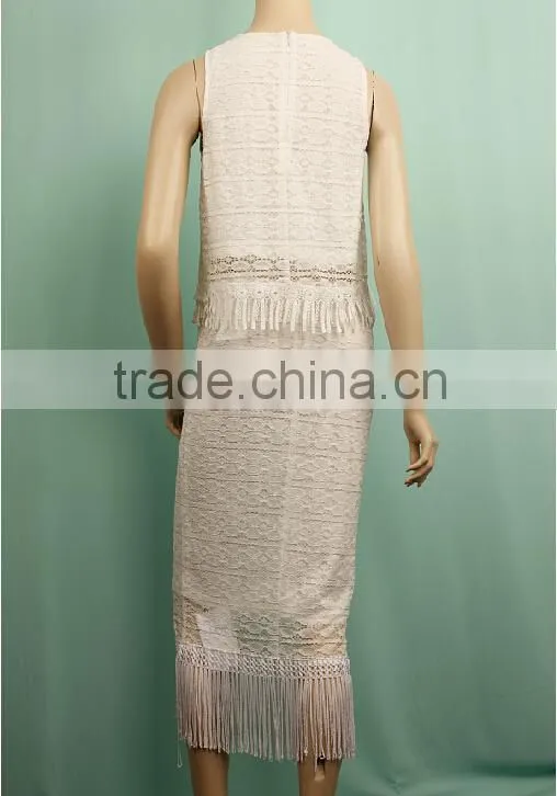 2016 new fashion summer woman sleeveless vest midi bodycon dress suit