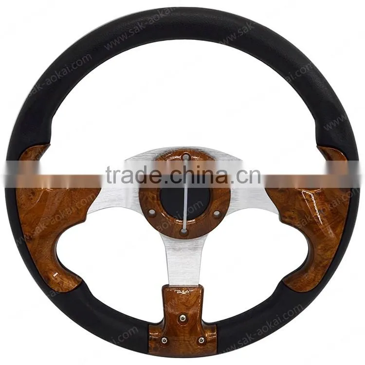 13 inch full chrome steering wheel mahogany steering wheel