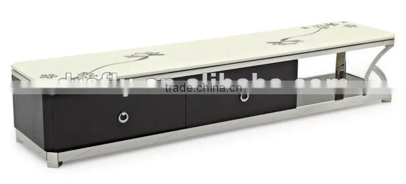 Glass TV cabinet with drawers