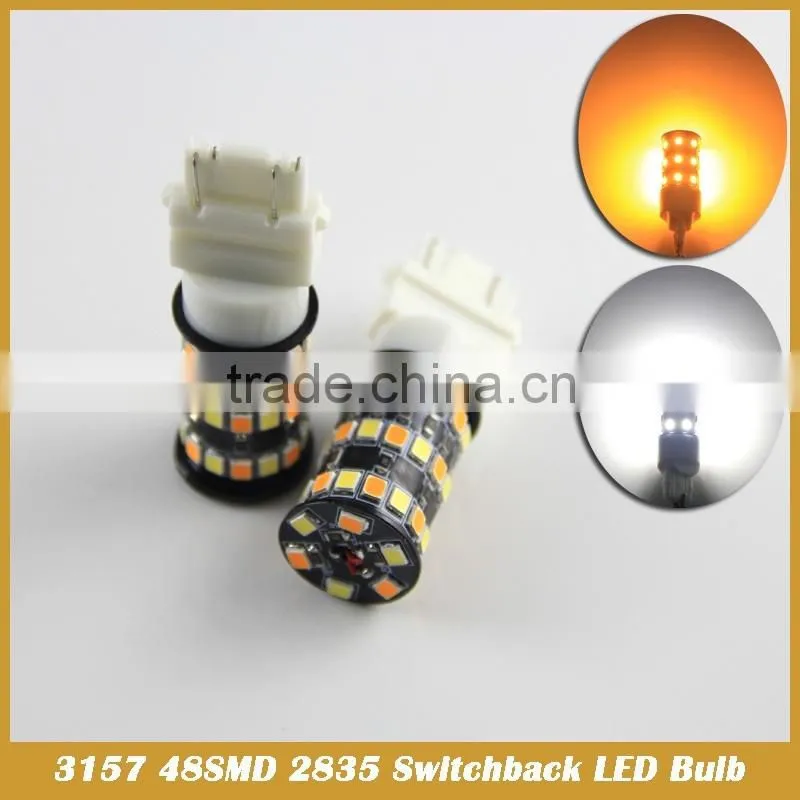 3157 48SMD 2835 LED Dual Color Switchback Turn Signal 1157 White Amber
