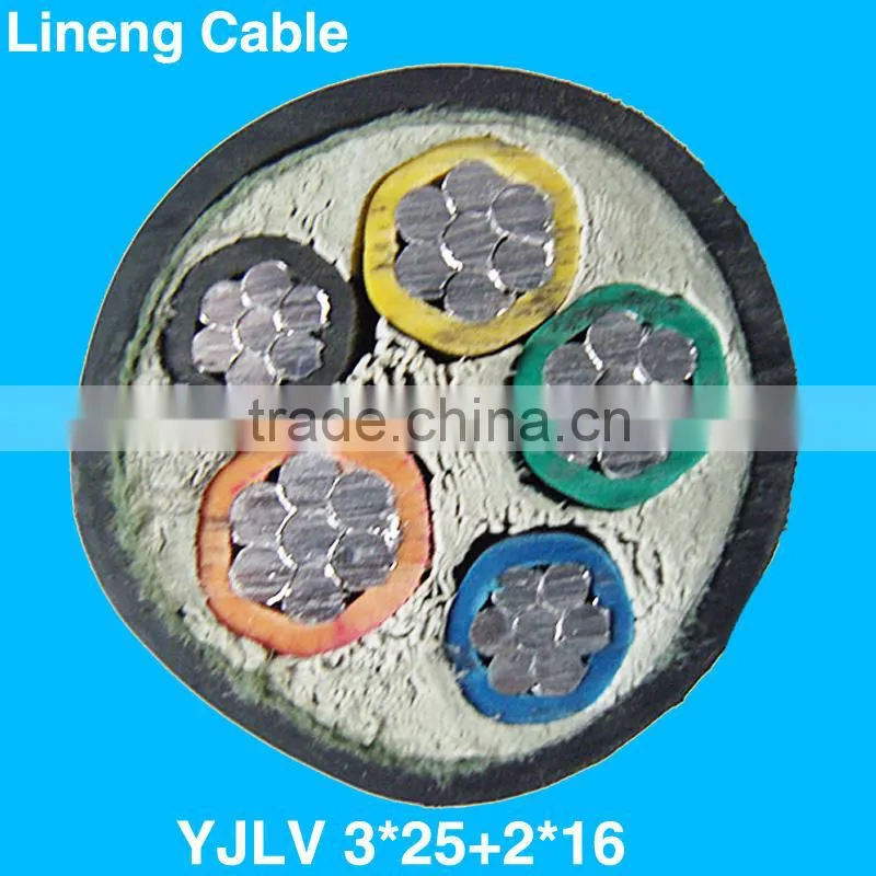 Lineng YJLV 3*25+2*16 Low Voltage 3+2 Core Aluminum Electrical Power Cable