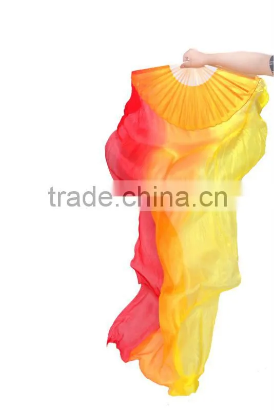 SWEGAL New belly dance silk fan rainbow colors in stock on sale