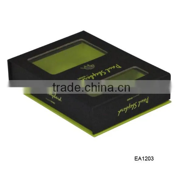 Factory directly wholesale paper box with window, hot sale black paper box
