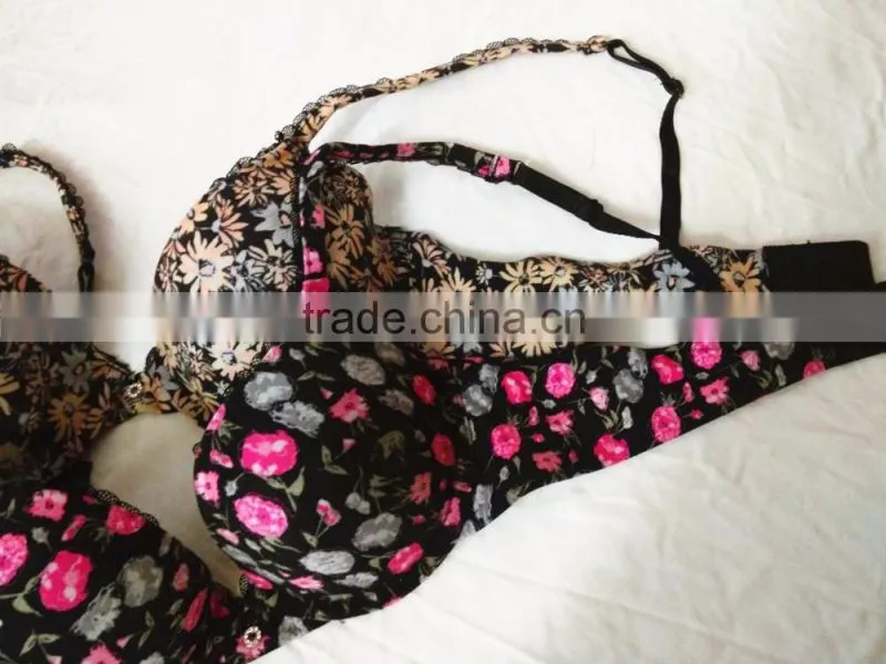 Hot Sale Flower Designed Bra Women's Brushed Cotton Floral Print Bra Bohemian Style