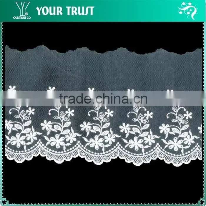 Width 58 Centimeter White Dot Flower Polyester Trimming Lace Dresses