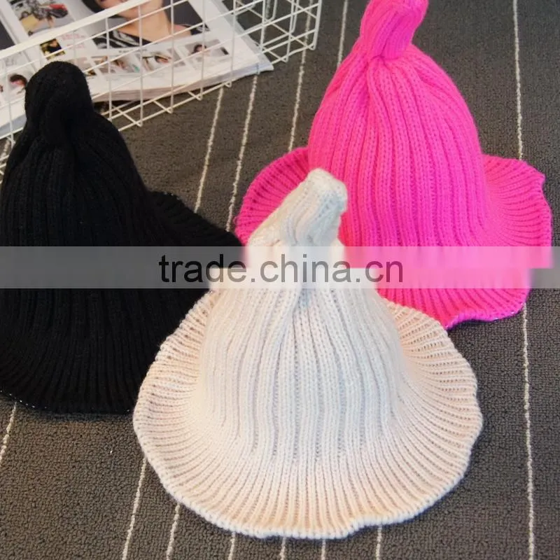 South Korea knitted Candy color pointed cap Warm thickening couples hat