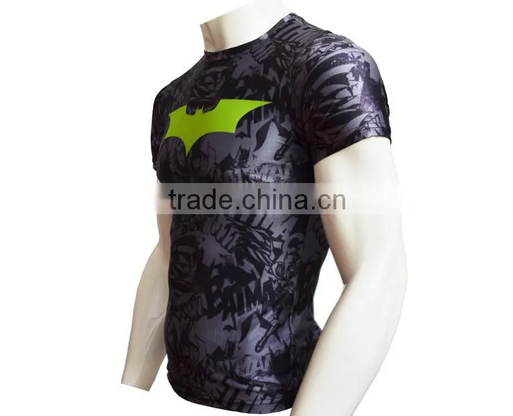 Marvel Men's Bat-man Pattern Tights Shirt Compression Fitness 3d Printed T Shirt Superhero Quick Dry Male Tops Brand Clothing