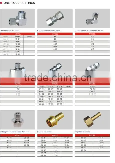 pneumatic fitting Copper type pipe union male ferrule elbow fitting
