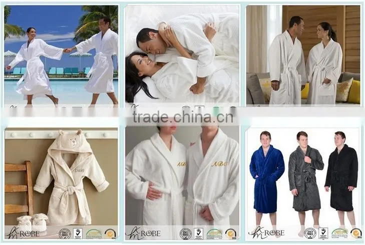 100% Polyester Purple Coral Fleece Microfiber Bathrobe for Wholesale