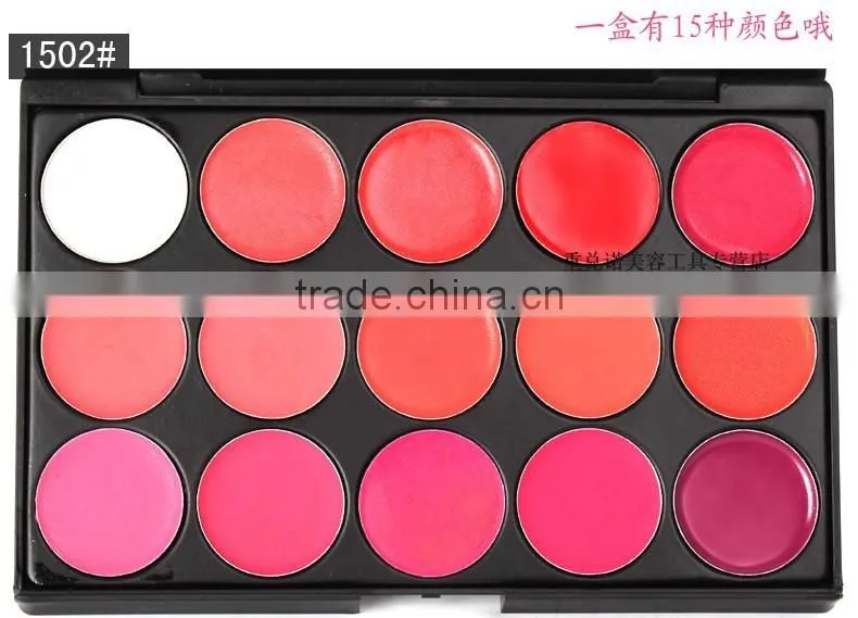 OEM Professional lipgloss palette 15 color high light blusher