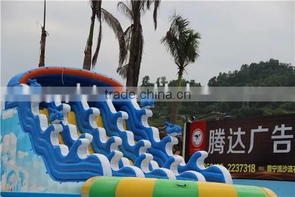 giant inflatable wave slide with metal frame pool / Inflatable water island