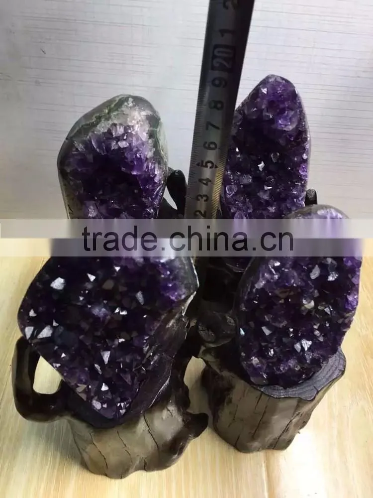 Natural Rock 4 pcs Amethyst Geodes Uruguay Crystal Ornaments On Sale