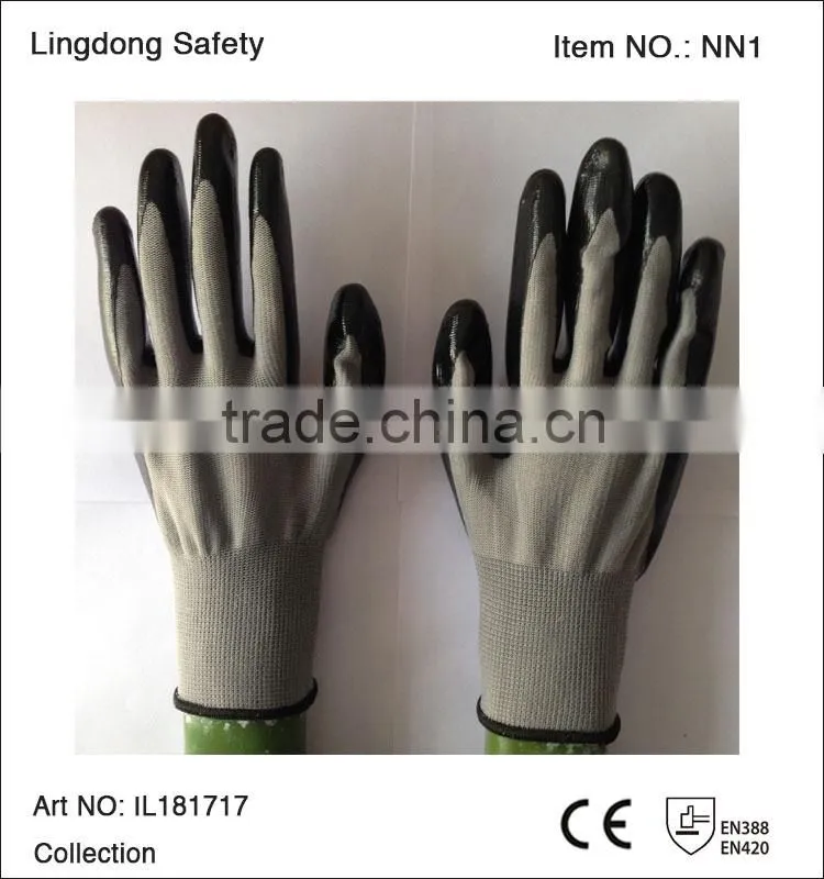 cheap EN 388 EN 420 nitrile coated work gloves
