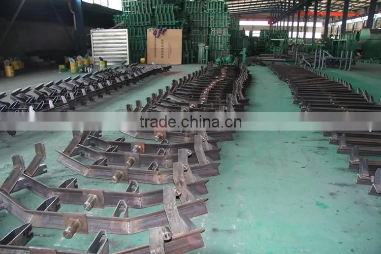 Belt conveyor trough idler roller frame