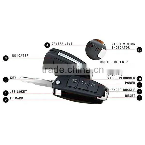 Hidden motion detection mini camera car key
