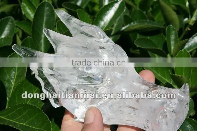 Wholesale Large Size Water-Clear Natural Crystal Carving Dragon Skull