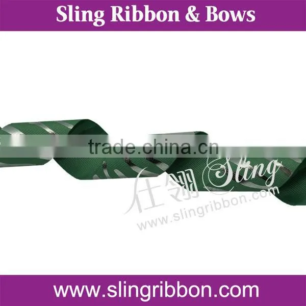 Grosgrain Ribbon With Silver Foil Printing Zebra