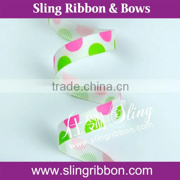 3/8 inch Grosgrain Center Dot Ribbon